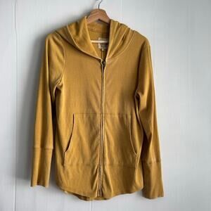Chaser full zip long sleeve hooded top size medium mustard yellow